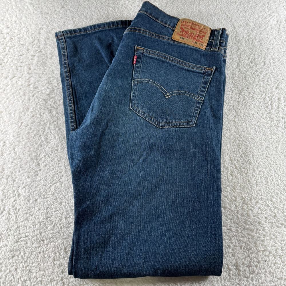 Men's Size 34x32 Levi 505 Regular Fit Denim Blue Jeans‎ Medium Wash Clean
